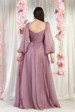 Mauve Long Sleeve Floor Length A-line Dress
