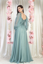 Sage Long Sleeve Floor Length A-line Dress