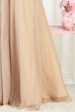 Champagne Long Sleeve Floor Length A-line Dress