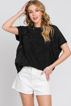 Black Mineral Wash Trim Short Sleeve Shirt