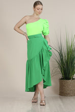 Neon Lime Women One Shoulder Ruched Style Top