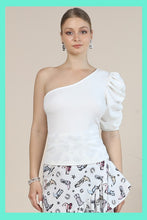 Off White Women One Shoulder Ruched Style Top