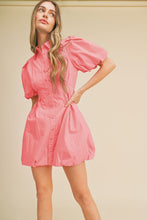 Pink Cosmos Bubble Hem Shirt Dress