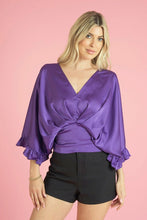 Purple V-Neck Tie Back Top