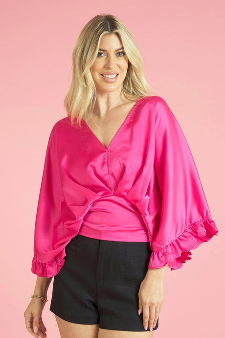 Pink V-Neck Tie Back Top