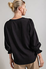 Black V-Neck Long Sleeve Top