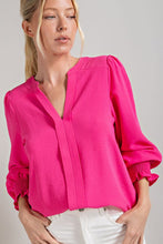 Hot Pink V-Neck Long Sleeve Top