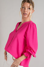 Hot Pink V-Neck Long Sleeve Top