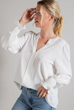 Off White V-Neck Long Sleeve Top