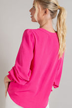 Hot Pink V-Neck Long Sleeve Top
