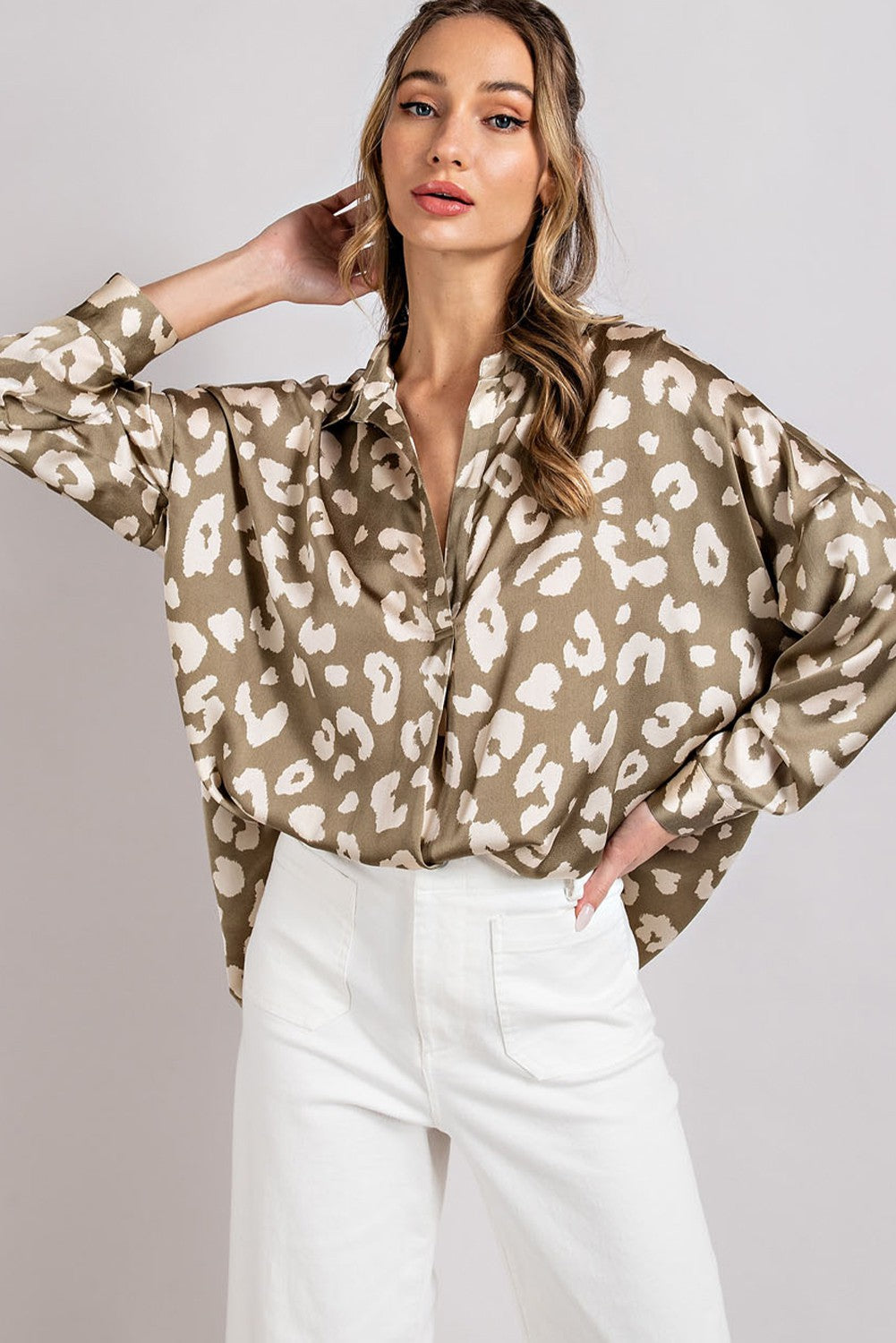 Dry Herb Leopard V Neck Shirt