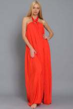 Halter And Cf Neck Trim Detail Backless Maxi Dress