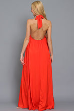 Halter And Cf Neck Trim Detail Backless Maxi Dress