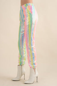 Rainbow Sequin Jogger Pants