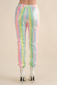 Rainbow Sequin Jogger Pants