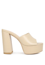 Beige Shuri Open Toe High Block Heel Sandals