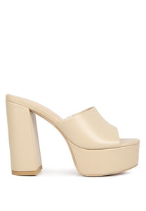 Beige Shuri Open Toe High Block Heel Sandals