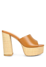 Tan Shuri Open Toe High Block Heel Sandals