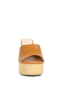 Tan Shuri Open Toe High Block Heel Sandals
