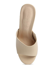 Beige Shuri Open Toe High Block Heel Sandals