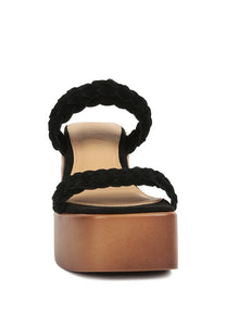 Black Misaki Braided Detail Chunky Sandals