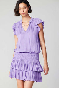 Lavender Mini Dress With Pleated Skirt