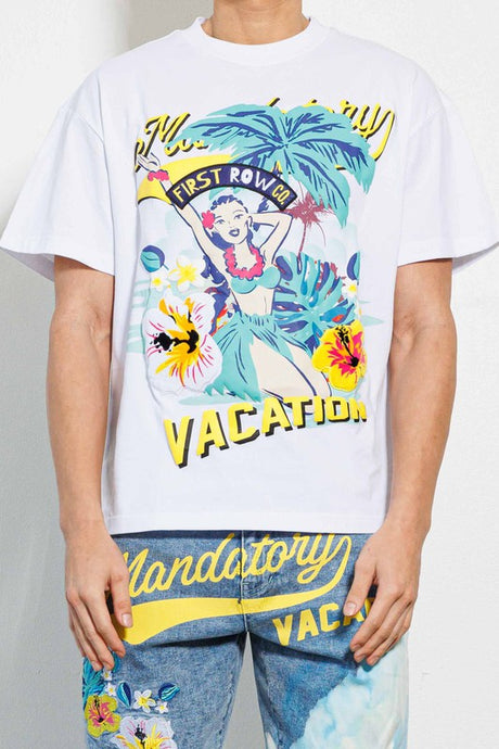 White Tropical Vacation Graphic Tee