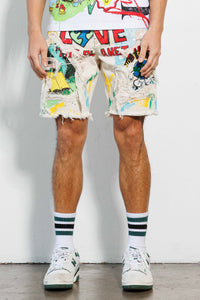 L.Khaki Love Your Planet Hand Drawing Graphic Shorts