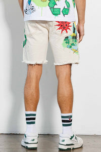 L.Khaki Love Your Planet Hand Drawing Graphic Shorts