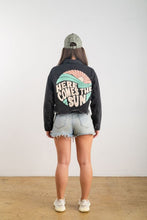 Black Here Comes The Sun Crop Denim Jacket