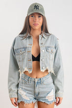 Blue Here Comes The Sun Crop Denim Jacket