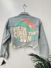 Blue Here Comes The Sun Crop Denim Jacket