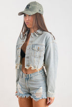 Blue Here Comes The Sun Crop Denim Jacket
