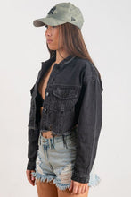 Black Here Comes The Sun Crop Denim Jacket