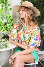 Orange Multi Tropical Print Seersucker Woven Top