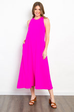 Magenta Solid Woven Sleeveless Dress