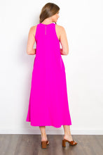 Magenta Solid Woven Sleeveless Dress