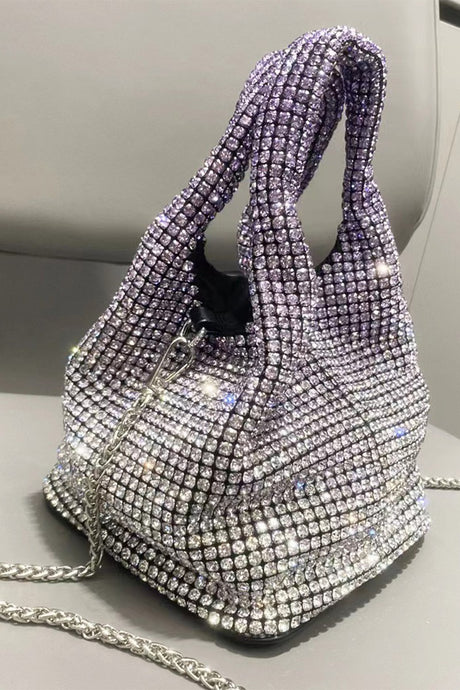 Purple Diamond Inlaid Hand Banquet Bag
