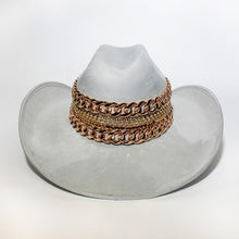 Light Grey Frankie Chain Western Hat Handemade