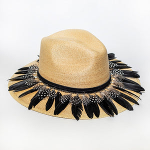Natural Miguel Statement Feathers Hat Handmade