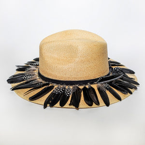 Natural Miguel Statement Feathers Hat Handmade