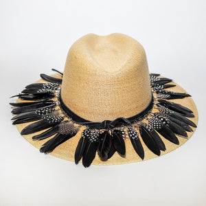 Natural Miguel Statement Feathers Hat Handmade