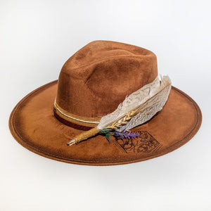 Camel Noah Western Hat With Feather Handmade