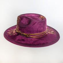 Fuchsia Scarlet Gold Painted Western Hat Handmade