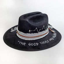 Black Liza Painted Detail Western Hat Handemade