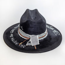 Black Liza Painted Detail Western Hat Handemade