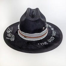 Black Liza Painted Detail Western Hat Handemade