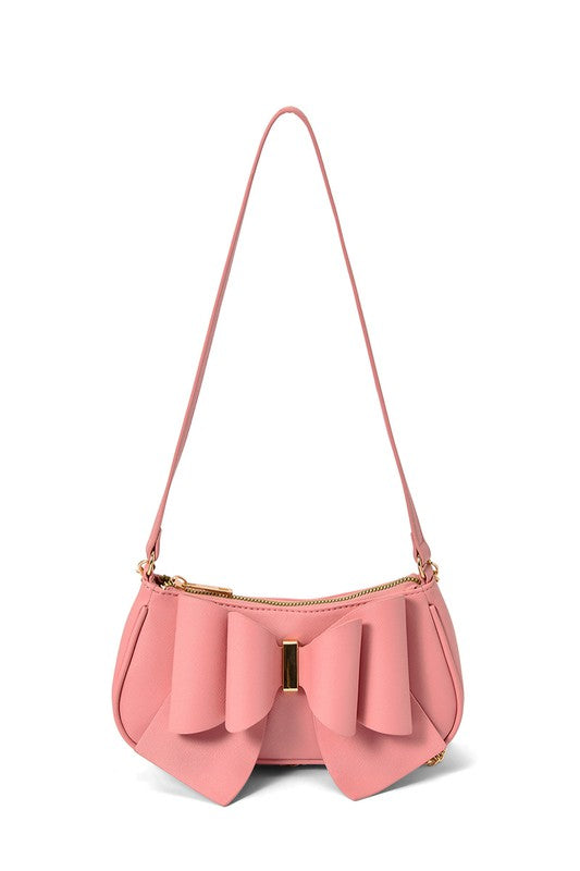 Coral Willow Bow Baguette Shoulder Bag