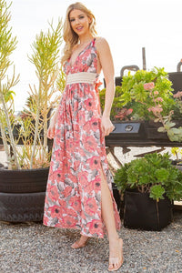 Pink Combo Combo Tie Back Floral Dress