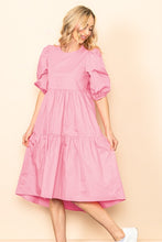 Blush Poplin Tiered Midi Dress